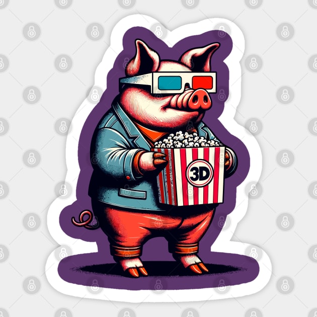 Cool pig eating popcorn Sticker by Art_Boys